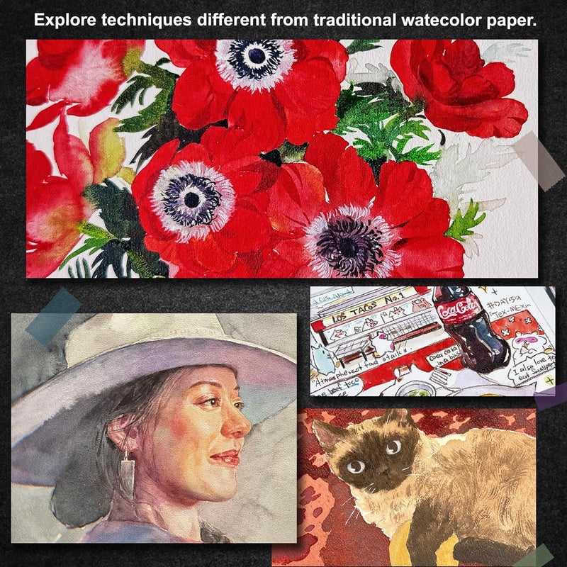 Phoenix Watercolor Canvas Boards for Painting - 9x12 Inch/6 Pack, 100% Cotton Water Color Canvas Panels, 8 Oz. / 260g White Blank Medium Texture Flat Canvases for Water Based Paints - Image 3